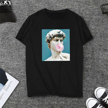 Load image into Gallery viewer, David Michelangelo Short Sleeve Summer Fun Printed Statue Bubble Gum Print Harajuku Tshirt New T-shirt