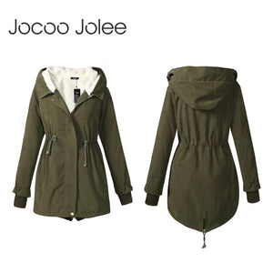 Jocoo Jolee Women Winter Parkas Fashion Mid Long Wadded Coat Female Hooded Thick Cotton Warm Jacket Overcoats Plus Size 5XL