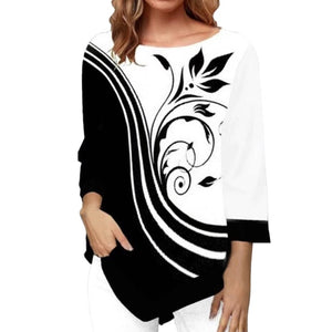 LASPERAL 2019 New Autumn Arrival Women's Fashion Round Neck Shirt Long-sleeved Shirt Women Print Irregular Hem Tunic Casual Tops