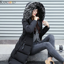 Load image into Gallery viewer, KANCOOLD Winter Women Jacket Warm Hooded Parkas Large Fur Collar Embroidery Double Sided Thick Overcoat Cotton Padded Outwear