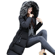 Load image into Gallery viewer, KANCOOLD Winter Women Jacket Warm Hooded Parkas Large Fur Collar Embroidery Double Sided Thick Overcoat Cotton Padded Outwear