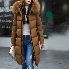 Load image into Gallery viewer, KANCOOLD Winter Women Jacket Warm Hooded Parkas Large Fur Collar Embroidery Double Sided Thick Overcoat Cotton Padded Outwear