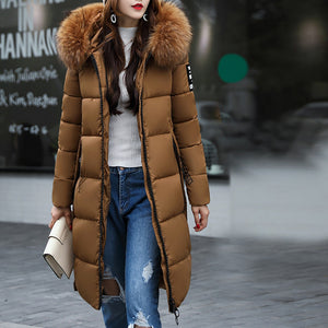 KANCOOLD Winter Women Jacket Warm Hooded Parkas Large Fur Collar Embroidery Double Sided Thick Overcoat Cotton Padded Outwear