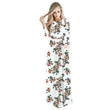 Load image into Gallery viewer, Echoine Casual Bohemian Dress Women Floral Print O-Neck Long Sleeve Loose Pocket Graceful Floor Length Female Holiday Outerwear