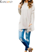 Load image into Gallery viewer, KANCOOLD Fashio Women Casual Autumn O-Neck Solid Pocket Long Sleeve Patchwork  Loose Tops Street Casual Clothes New Arrival