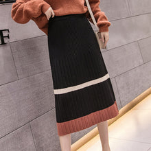 Load image into Gallery viewer, 2019 Winter &amp; Autumn New Arrival Knitted Skirt Mid Length High Waist Elastic Thin Skirt Color A-line Pleated Skirt Free Shipping