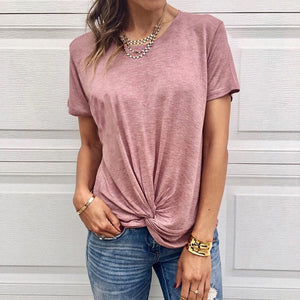 Summer Women Tops Cool Casual Cross Knot Tshirt Women Tshirts Summer Casual Harajuku T Shirt Femme Tops new arrival 2019