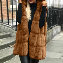 Load image into Gallery viewer, WENYUJH New Arrival Women Winter Vests Coats Faux Fur Gilet Vest Sleeveless Waistcoat Warm Femme Hooded Long Jacket Outwear