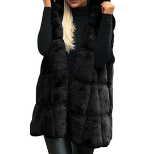 WENYUJH New Arrival Women Winter Vests Coats Faux Fur Gilet Vest Sleeveless Waistcoat Warm Femme Hooded Long Jacket Outwear