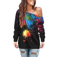 Load image into Gallery viewer, Women Sweatshirt Long Sleeve Slash Neck New Arrivals Fashion Sexy Colorful 3D Print Off-Shoulder Casual Streetwear Harajuku Tops