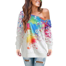 Load image into Gallery viewer, Women Sweatshirt Long Sleeve Slash Neck New Arrivals Fashion Sexy Colorful 3D Print Off-Shoulder Casual Streetwear Harajuku Tops