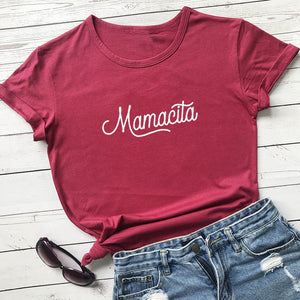 Mamacita Printed New Arrival Printed Women's Summer Funny 100%Cotton T-Shirt Mama Life Shirts Gift for Mom Spanish Letter Tee