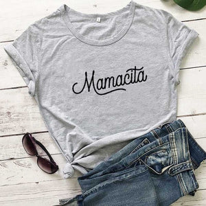 Mamacita Printed New Arrival Printed Women's Summer Funny 100%Cotton T-Shirt Mama Life Shirts Gift for Mom Spanish Letter Tee