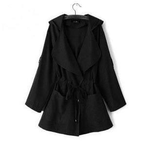 S-XL Women's European and American Fashion Long Trench Coat Women's Hooded Light Windbreaker