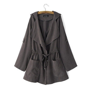 S-XL Women's European and American Fashion Long Trench Coat Women's Hooded Light Windbreaker