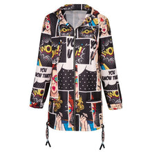 Load image into Gallery viewer, Fashion Women&#39;s Characters Portraits Printed Jeacket Coat Casual Long Sleeve Zipper up Hooded Outerwear Streetwear