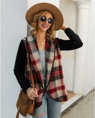 Hot  Women's Plaid Print Sweater Cardigan Coat Jacket Long Sleeve Tops NEW