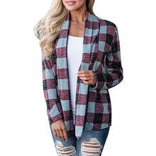 Load image into Gallery viewer, Fashion Women Trench Plaid Coat Cardigan Autumn  Winter Cardigan Check Grain Long Sleeve Patchwork Print Casual Women&#39;s Coat