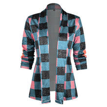 Load image into Gallery viewer, Fashion Women Trench Plaid Coat Cardigan Autumn  Winter Cardigan Check Grain Long Sleeve Patchwork Print Casual Women&#39;s Coat