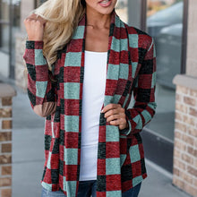 Load image into Gallery viewer, Fashion Women Trench Plaid Coat Cardigan Autumn  Winter Cardigan Check Grain Long Sleeve Patchwork Print Casual Women&#39;s Coat