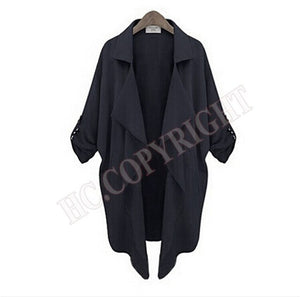 Fashion Women's Double Breasted Loose Long Trench Cardigan Coat Outerwear