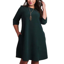 Load image into Gallery viewer, L-6XL Big Size Dresses Office Ladies Plus Size Casual Loose Autumn Dress Pockets Green Red Fashion Dress Vestidos Women Clothes