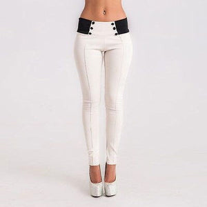 2016 New Arrival Lady's Sexy Pants Bandage Slim Women Pants Wear High Waist Button Chic Elegant Solid Long Pants