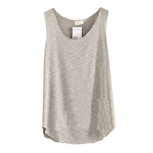 Women's U-Neck Beach Vest Summer Loose Bamboo Cotton Tops T-Shirt Tee