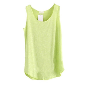 Women's U-Neck Beach Vest Summer Loose Bamboo Cotton Tops T-Shirt Tee