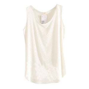 Women's U-Neck Beach Vest Summer Loose Bamboo Cotton Tops T-Shirt Tee