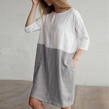 Load image into Gallery viewer, KANCOOLD dress Women Casual Patchwork 1/2 Sleeved Cotton Linen Dress Oversize Loose Pockets Tunic dress women 2018jul31