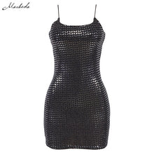 Load image into Gallery viewer, Macheda Sexy Black Bling Bling Sequin women dress Spaghetti Strap sleeveless fashion Slim Party Dresses Casual 2019 Vestidos