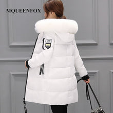 Load image into Gallery viewer, Winter Jacket Women 2019 New Fake fox fur collar Hooded Women&#39;s down jacket Outwear Slim Female Long Down Cotton Padded Coat