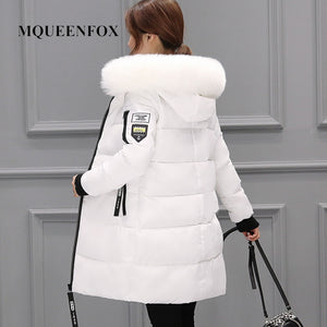 Winter Jacket Women 2019 New Fake fox fur collar Hooded Women's down jacket Outwear Slim Female Long Down Cotton Padded Coat