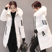 Load image into Gallery viewer, Winter Jacket Women 2019 New Fake fox fur collar Hooded Women&#39;s down jacket Outwear Slim Female Long Down Cotton Padded Coat