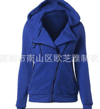 Load image into Gallery viewer, Women&#39;s Fashion Hooded Long-Sleeved Diagonal Zip Hooded Sweatshirt *new*