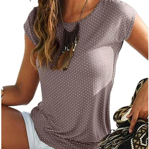 Bigsweety Vintage Polka Dot Print Summer T Shirt For Women Short Sleeve Slim T-shirt  Round Neck Casual Female Tops Tees New