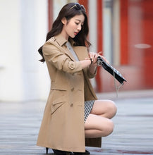 Load image into Gallery viewer, Spring and autumn women&#39;s windbreaker in the long section of Korean Slim was thin plus size fashion wild coat