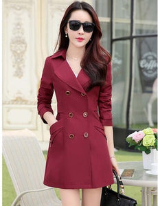 Spring and autumn women's windbreaker in the long section of Korean Slim was thin plus size fashion wild coat